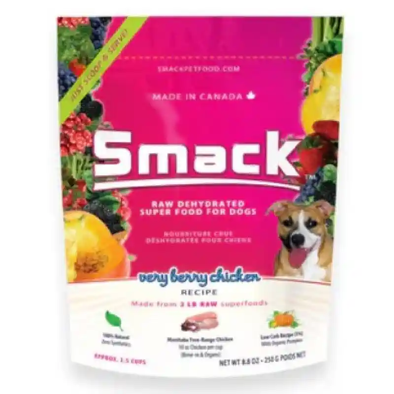 Smack Raw Dehydrated Very Berry Chicken Super Food For Dogs 8.8-oz