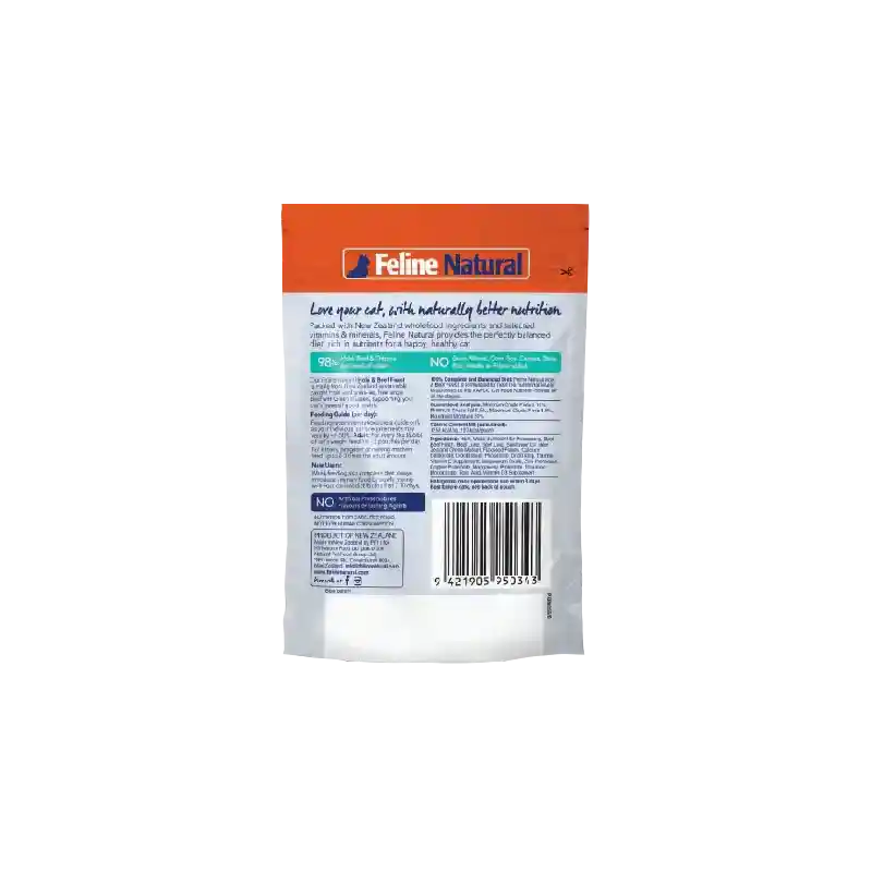 Feline Natural New Zealand Hoki & Beef Feast Pouch 3 Oz