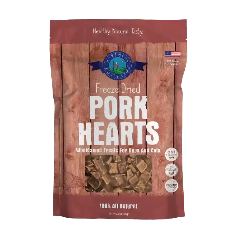 Freeze-Dried Pork Hearts for Dogs and Cats 3oz