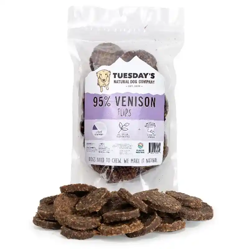 95% Venison Flips Dog Treats 8.5-oz