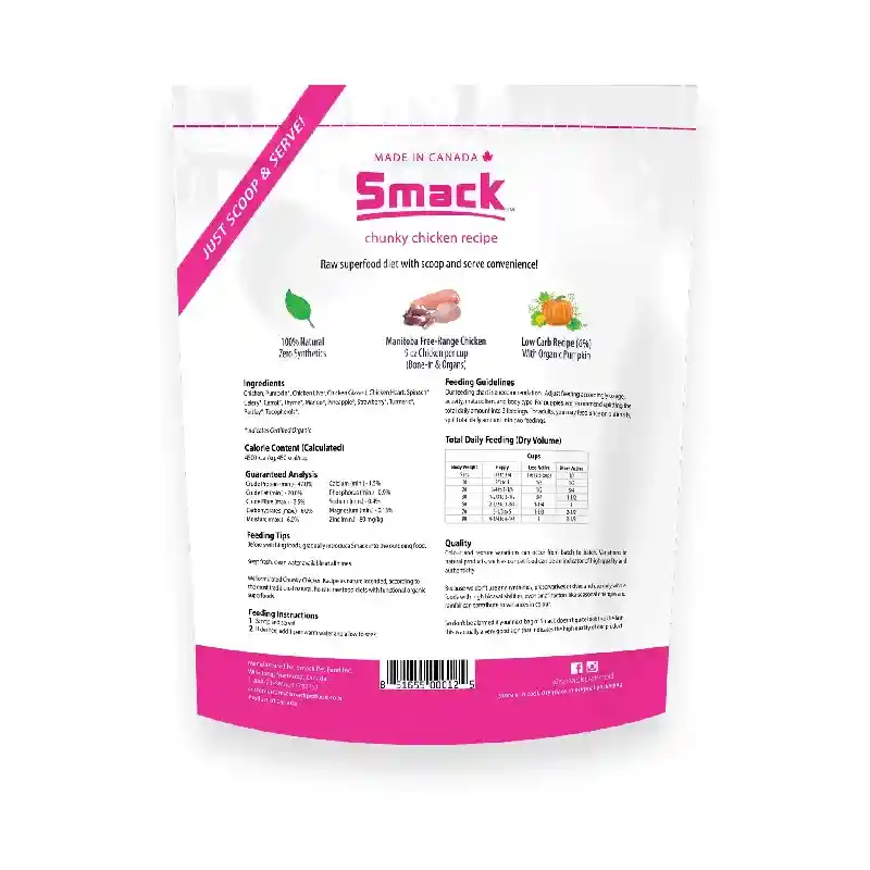 Smack Raw Dehydrated Chunky Chicken Super Food for Dogs 8.8oz
