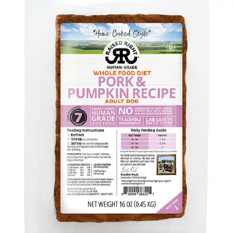 Raised Right Lightly Cooked Pork & Pumpkin Recipe for Dogs 1#