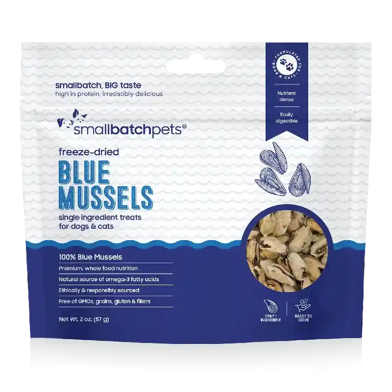 Small Batch Freeze-Dried Blue Mussels for Dogs and Cats 2 Oz