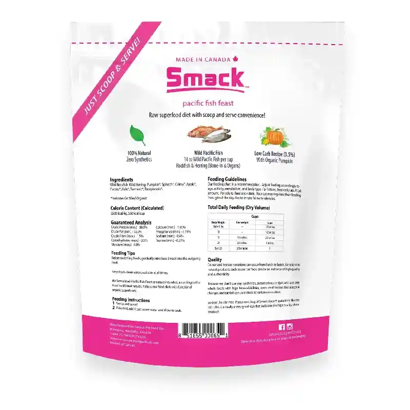 Smack Raw Dehydrated Pacific Fish Feast Super Food for Cats 7.4oz