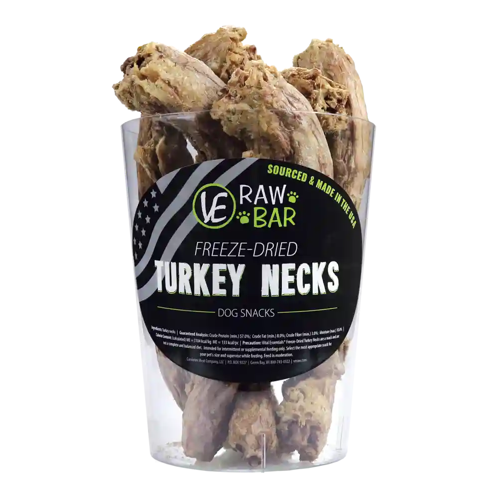 Ve Raw Bar Freeze-dried Raw Turkey Necks Dog Snacks 12-ct