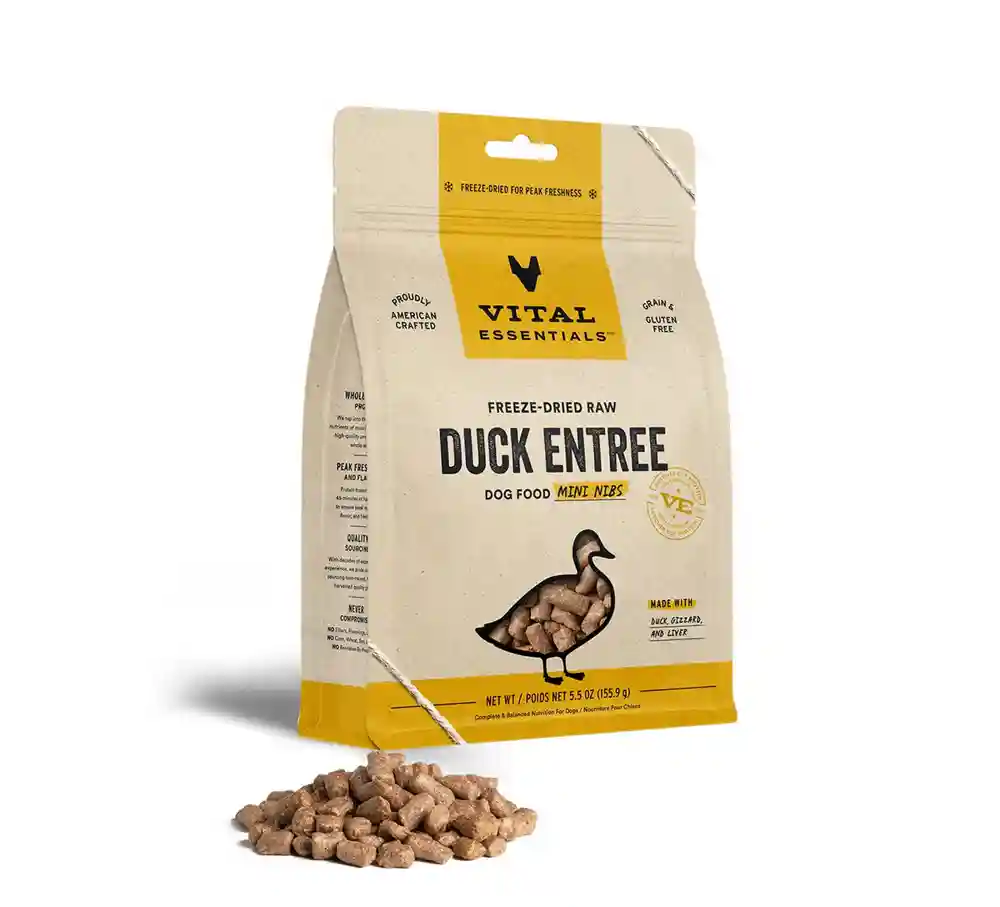 Freeze-dried Raw Duck Entree Dog Food Mini Nibs - 5.5oz
