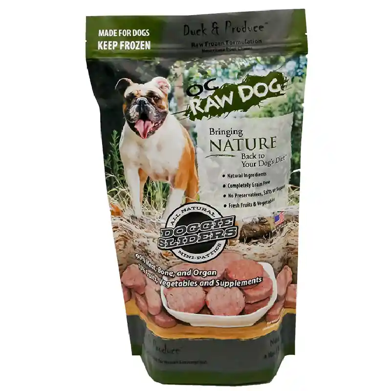 Frozen Raw Duck & Produce Mini Patties for Dogs 4-lb