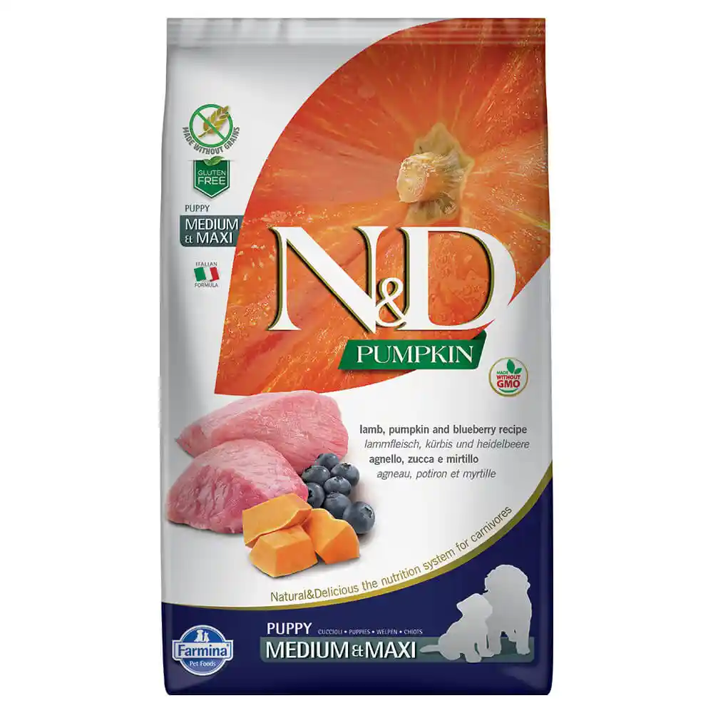 Farmina N&D Pumpkin Lamb & Blueberry Medium & Maxi Puppy Food 5.5LB