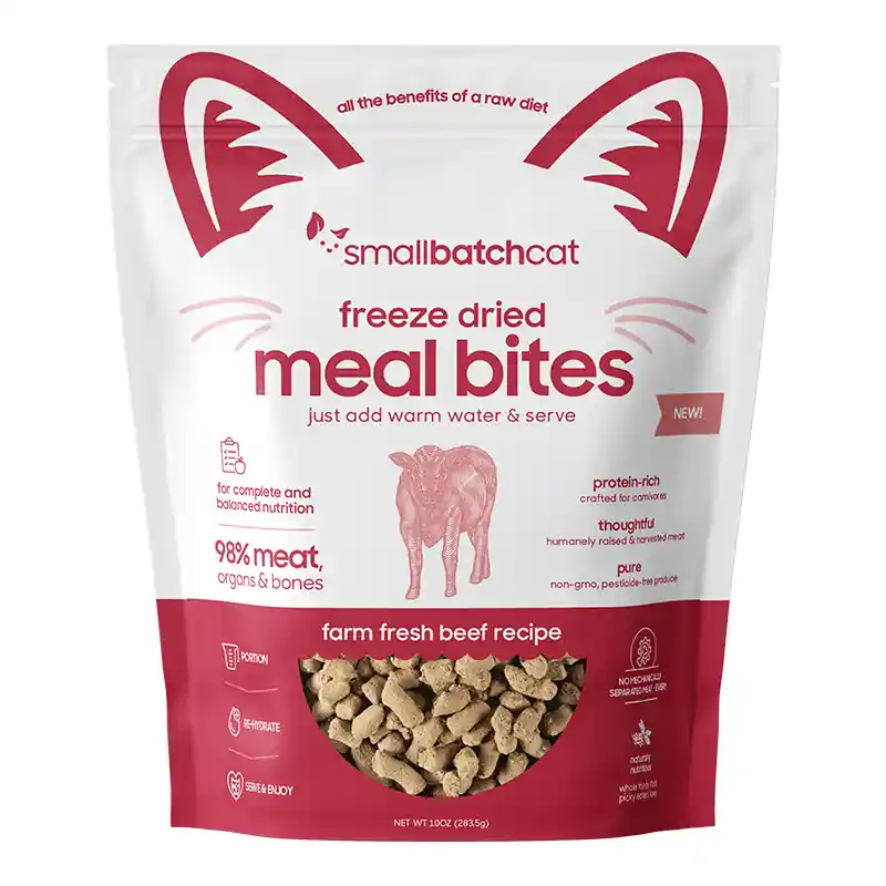 SmallBatch Freeze-Dried Beef Mealbites for Cats 10 Oz