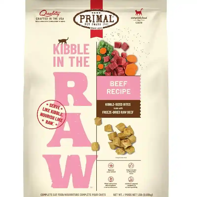 Primal Kibble In the Raw Feline Beef 1.5#