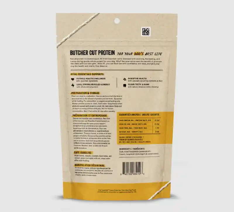 Freeze-dried Raw Duck Bites Dog Treats - 2oz