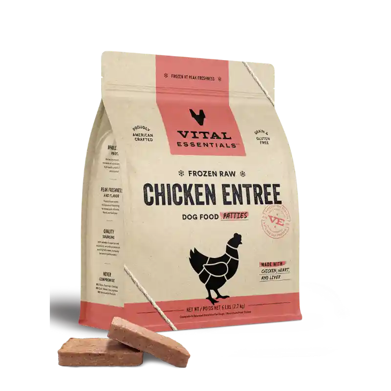 Frozen Raw Chicken Entree Dog Food Patties