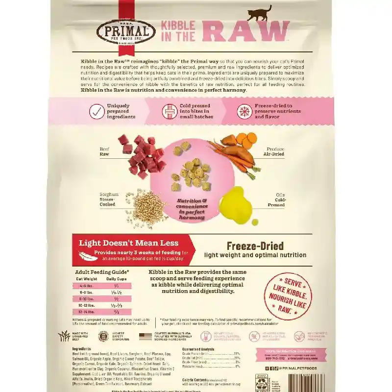 Primal Kibble In the Raw Feline Beef 1.5#