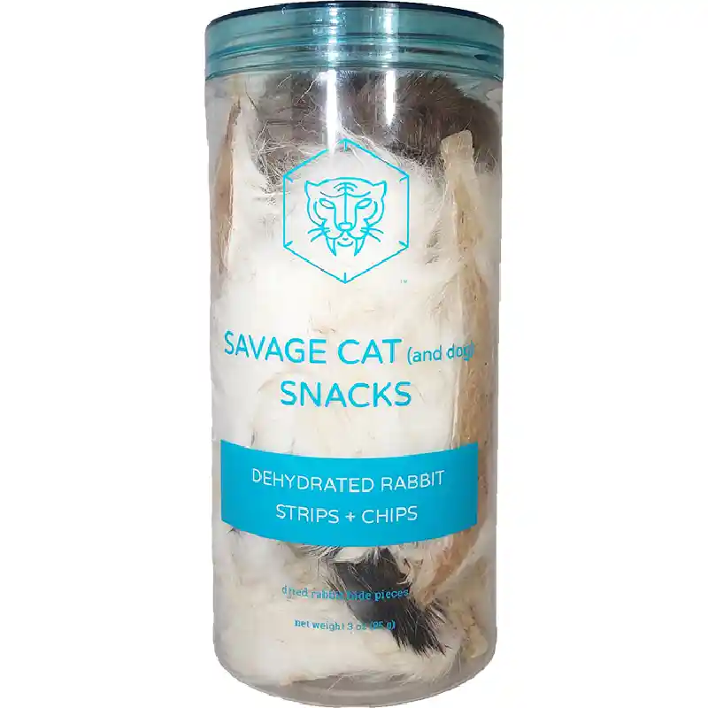 Savage Cat Dehydrated Rabbit Strips + Chips for Dogs and Cats 3OZ