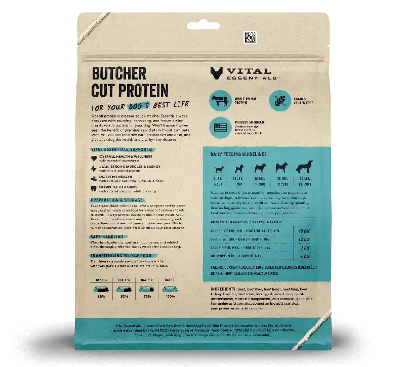 Vital Essentials Dog Fd Mini Nibs Beef 14 Oz