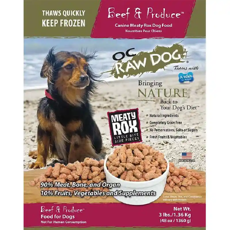Frozen Raw Beef & Produce Meaty Rox for Dogs 3-lb