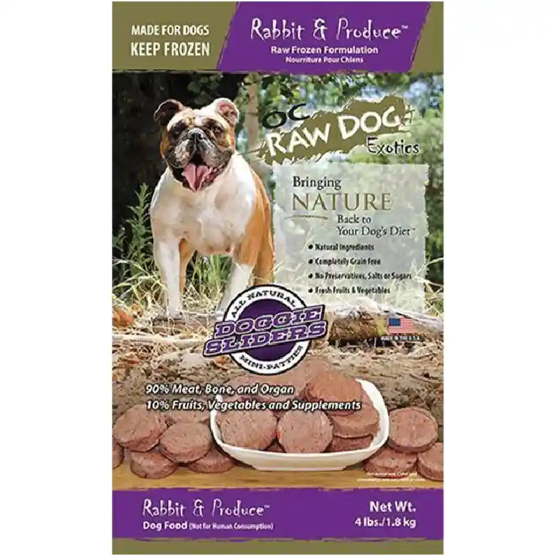 Frozen Raw Rabbit & Produce Mini Patties for Dogs 4-lb