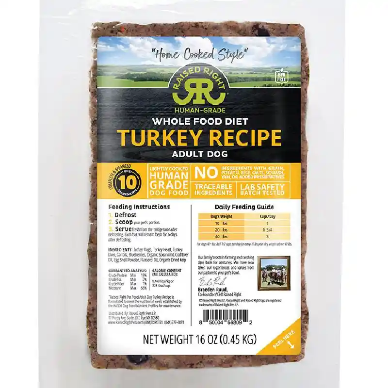 Raised Right Lightly Cooked Original Turkey Recipe for Dogs 1#