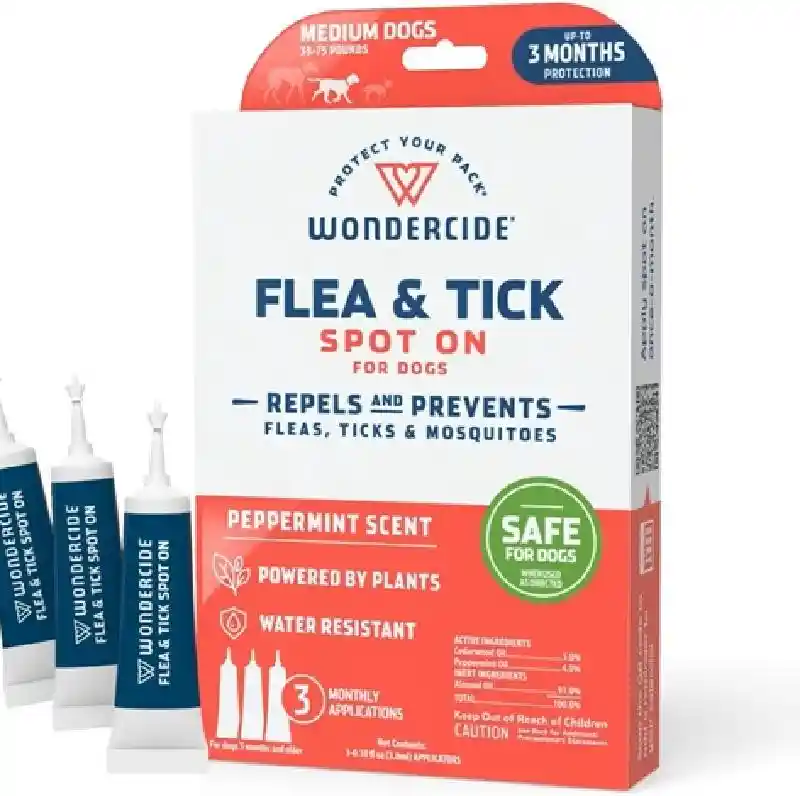 Peppermint F&T Spot On w/ Nat Essential Oils for Medium Dogs (35-75-lb)