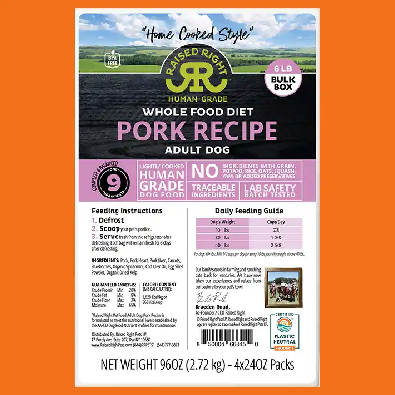 Raised Right Dog Pork Bulk Box Frozen 6lb