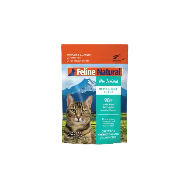 Feline Natural New Zealand Hoki & Beef Feast Pouch 3 Oz