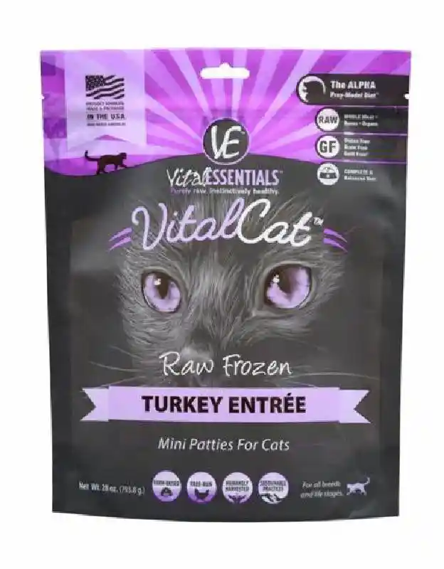 Frozen Raw Turkey Mini Patties Cat Food