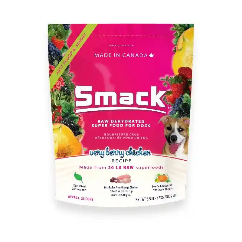 Smack Raw Dehydrated Very Berry Chicken Super Food For Dogs 5.5lb