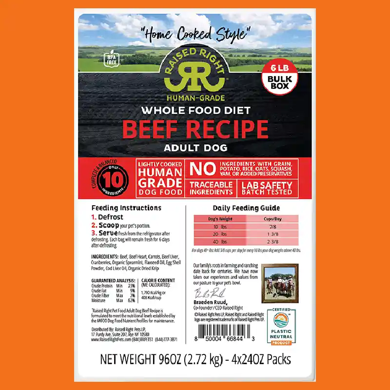 Raised Right Dog Beef Bulk Box Frozen 6lb