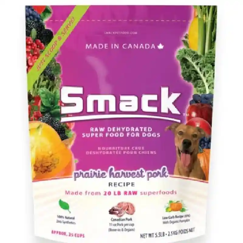 Smack Raw Dehydrated Prairie Harvest Pork Super Food for Dogs 5.5lb
