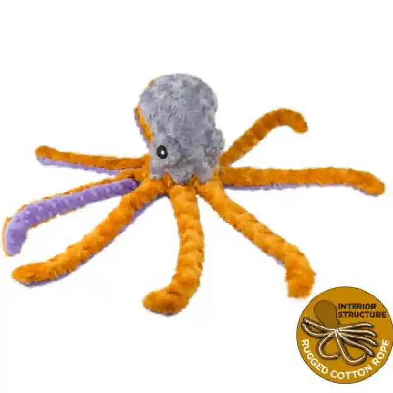 Tall Tails Octopus Rope Squeaker Crinkle Toy 14"