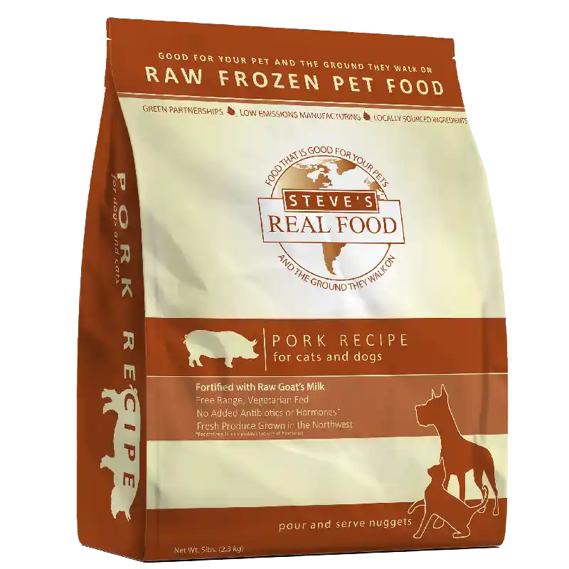 Steve's Dog & Cat Food Frozen Pork Nuggets 5 Lb