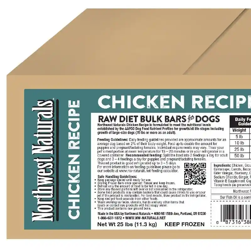 Frzn Raw Ckn Bulk Bars for Dogs 25LB