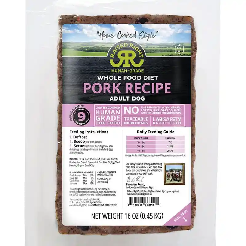Raised Right Lightly Cooked Original Pork Recipe for Dogs 1#