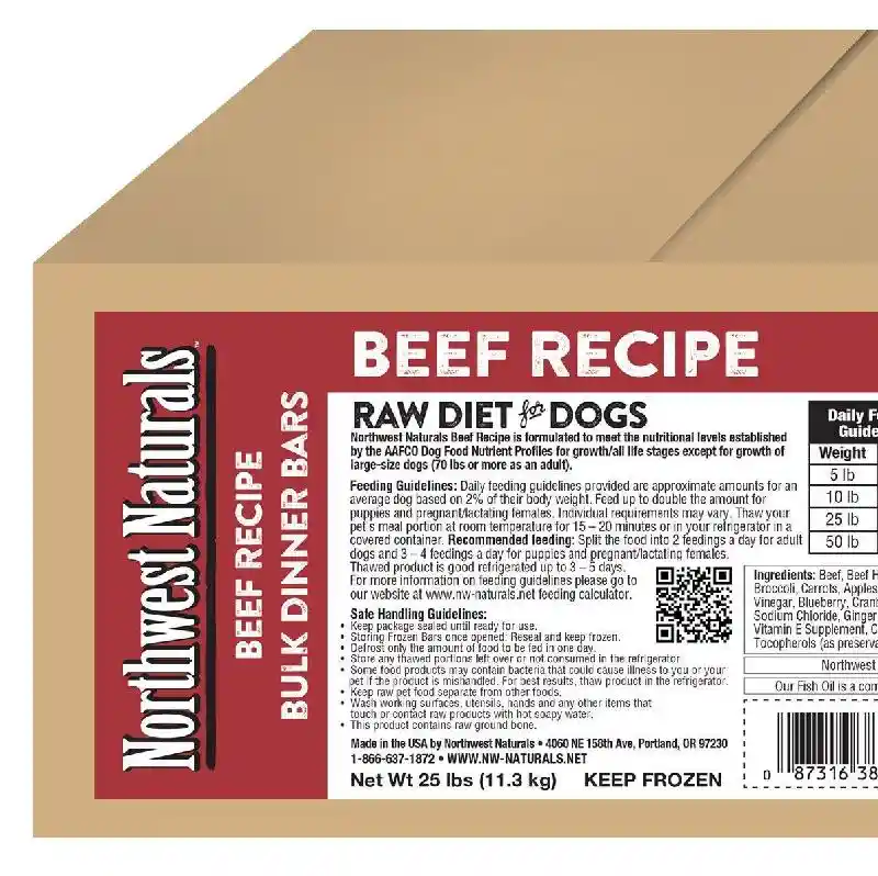 Northwest Naturals Frozen Raw Beef Bars 25LB