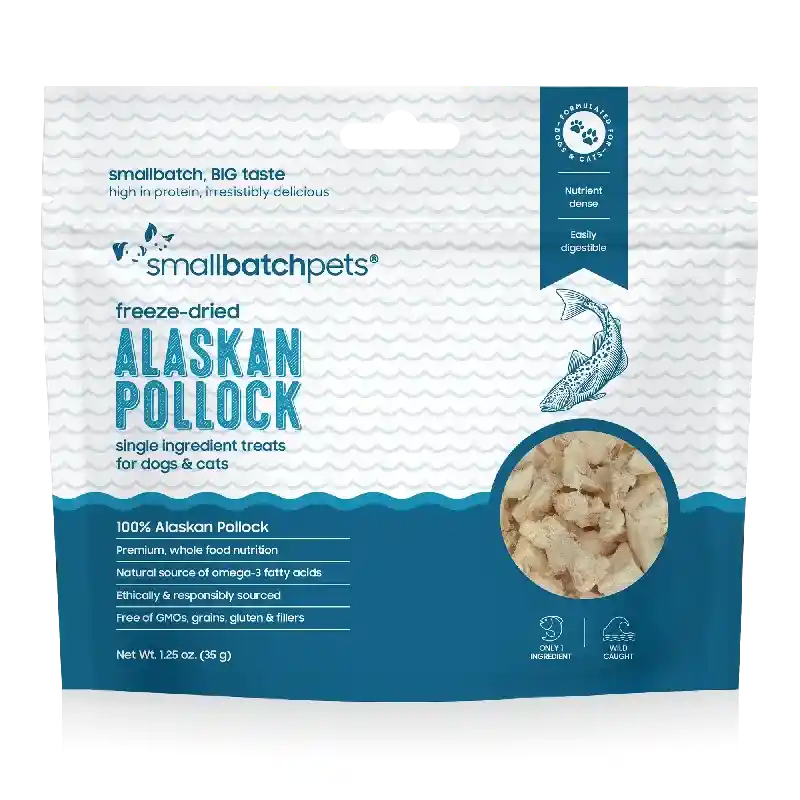 Small Batch Freeze-Dried Alaskan Pollock Treat for Dogs and Cats 1.25 Oz