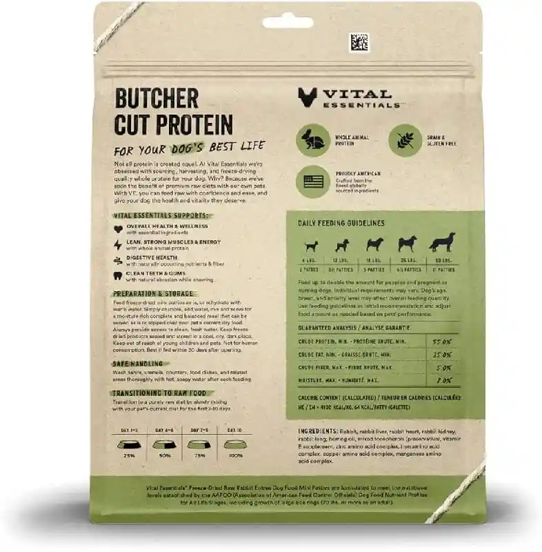 Freeze-dried Raw Rabbit Entree Dog Food Mini Nibs - 14oz