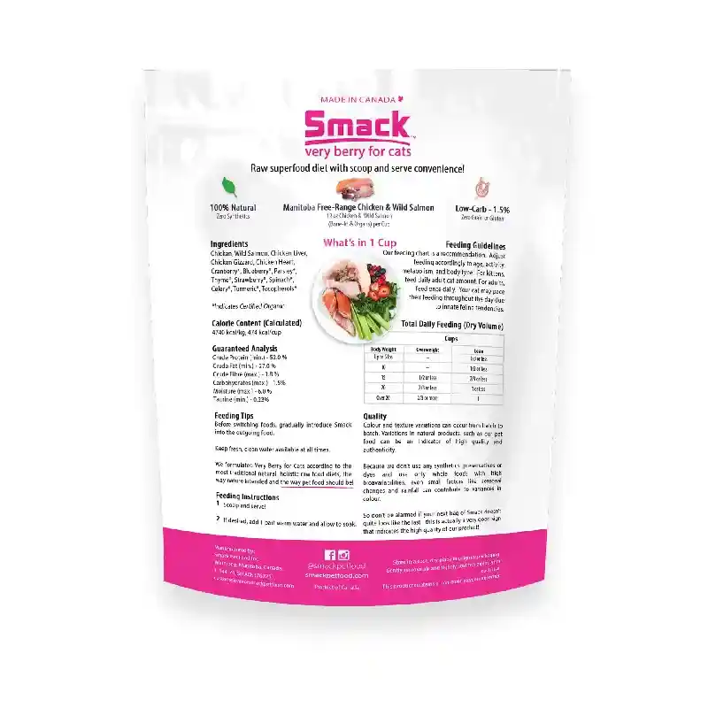 Smack Raw Dehydrated Very Berry Chicken Super Food For Dogs 8.8-oz