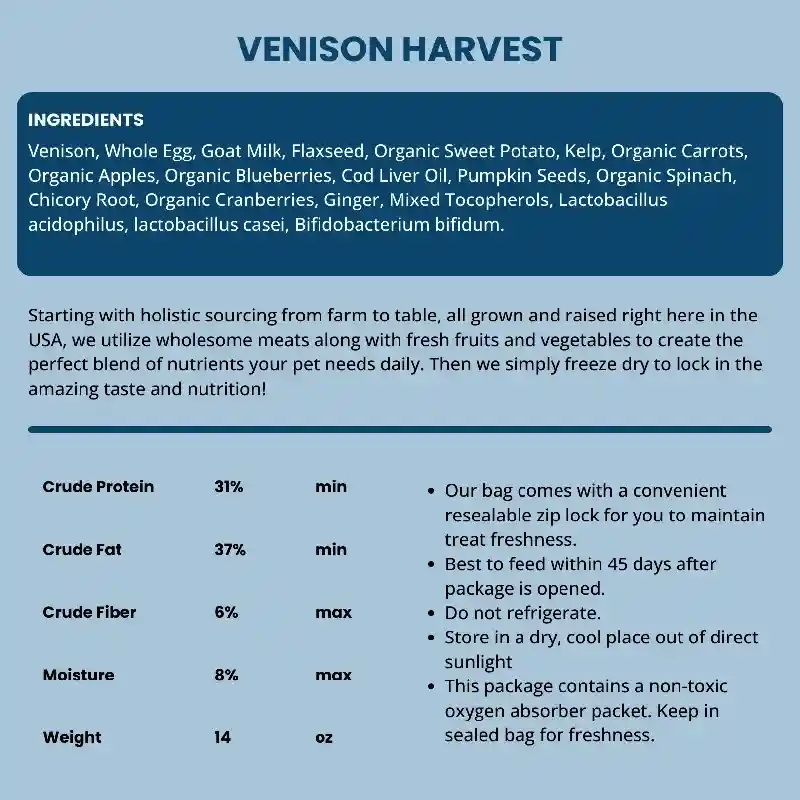 Shepherd Boy Farms Freeze-Dried Raw Venison Recipe for Dogs 14oz