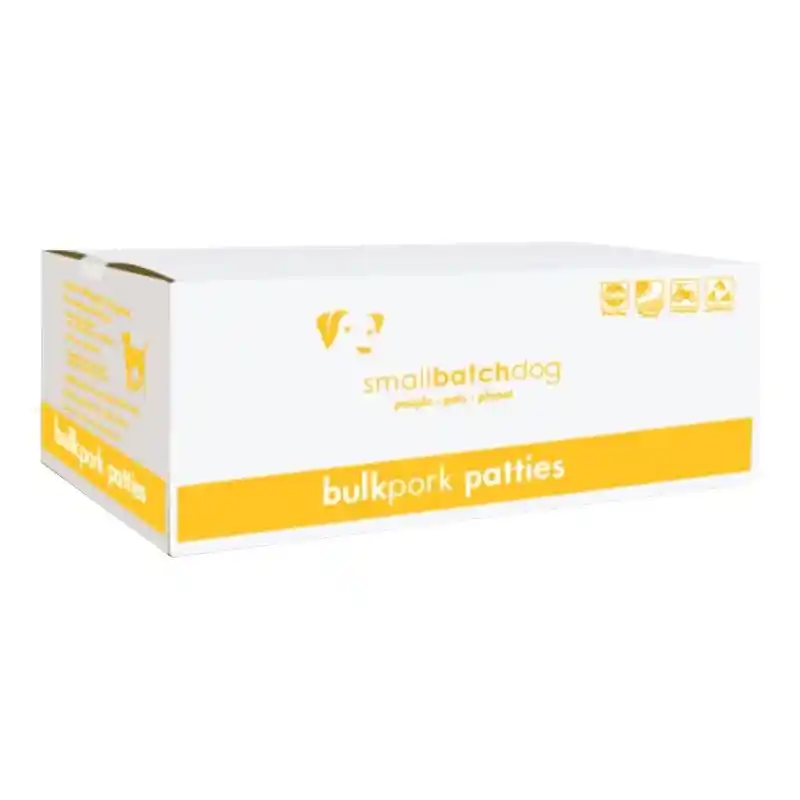 SmallBatch Frozen Raw Pork Patties for Dogs 18#