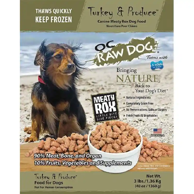 Frozen Raw Turkey & Produce Meaty Rox for Dogs 3-lb