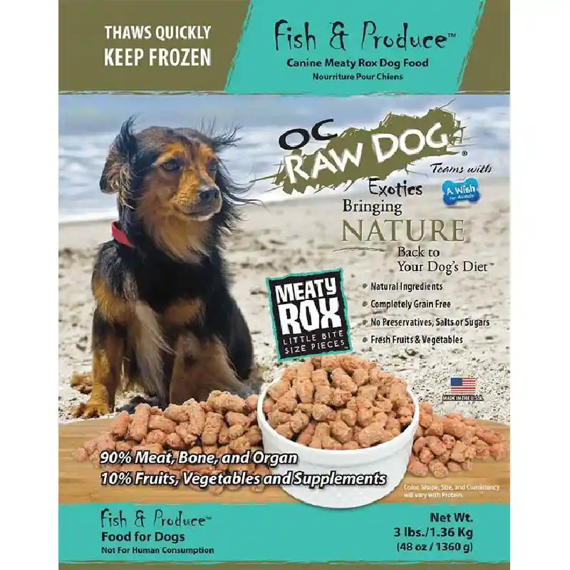 Frzn Raw Fish & Produce Meaty Rox for Dogs 3-lb