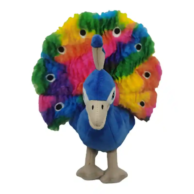 Interactive Plush Squeaker Peacock Dog Toy 9”