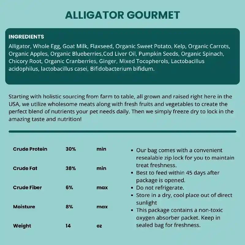 Freeze-Dried Raw Alligator Recipe for Dogs 14oz