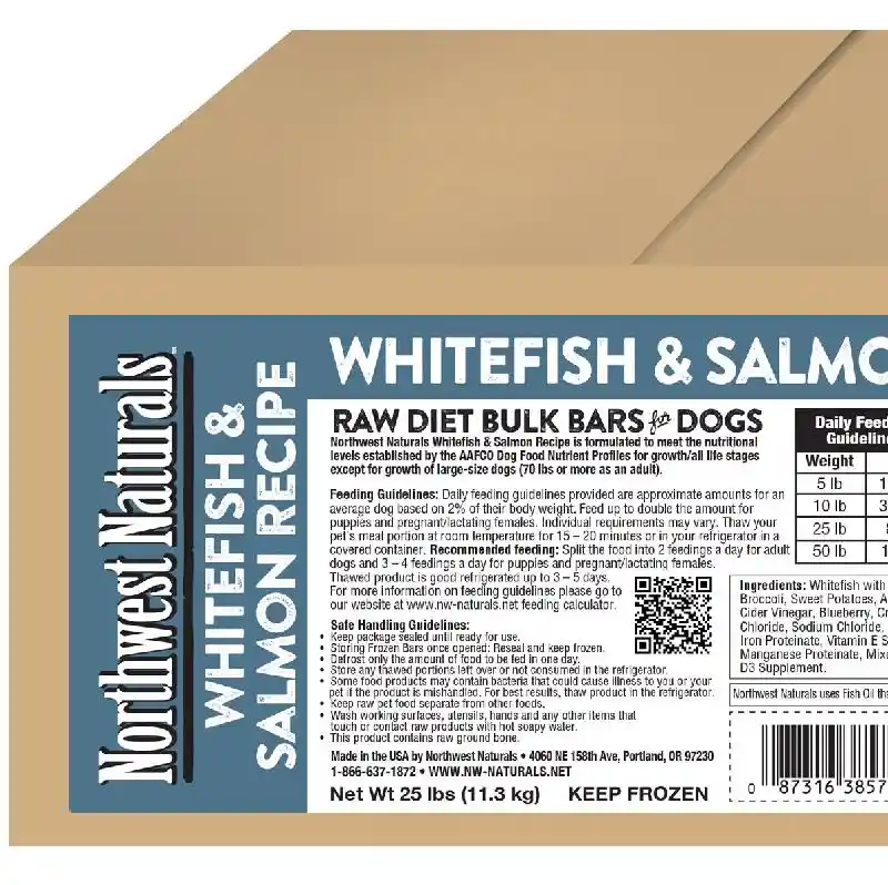 Northwest Nats Frzn Raw Bulk Bars Whitefish & Slmn 25-lb