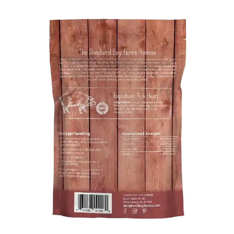 Freeze-Dried Pork Hearts for Dogs and Cats 3oz