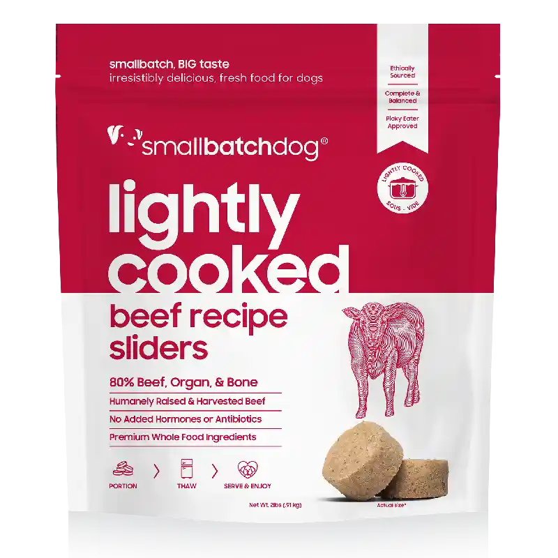 SmallBatch Frzn Lightly Cooked Bf Sliders Dog 2LB