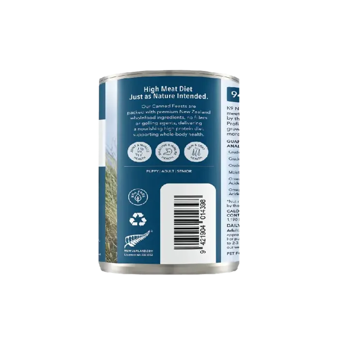 K9 Natural New Zealand Grain Free Beef Feast Can 13oz