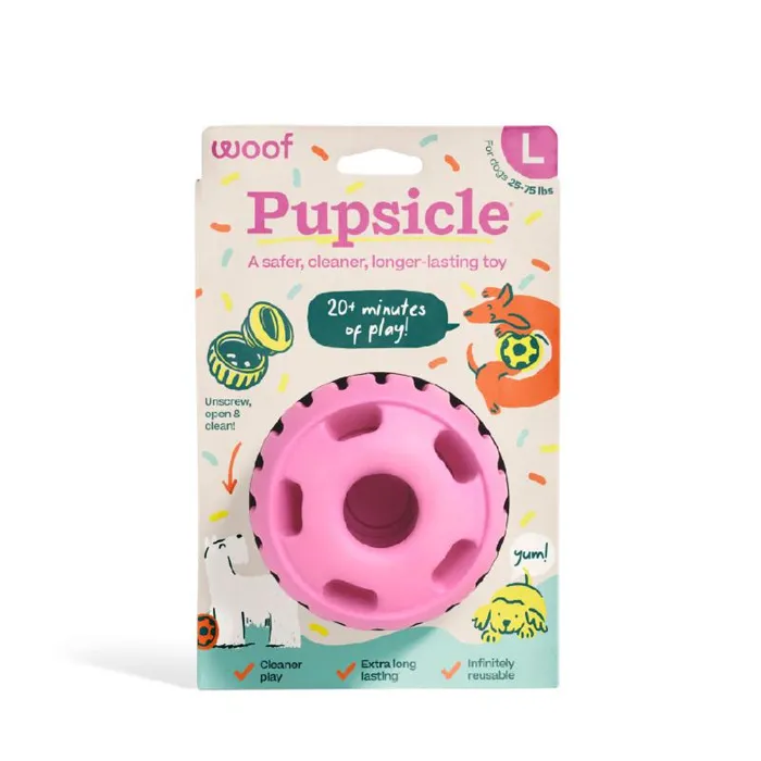 Woof Dog Toy Pupsicle Birthday Pink Large