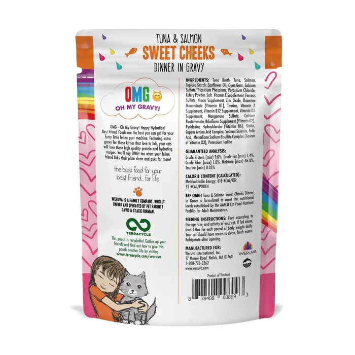 b.f.f. Tuna & Salmonmn Sweet Cheeks Pouches Wet Cat 3-oz