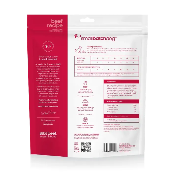 SmallBatch Freeze-Dried Beef Sliders for Dogs 14-oz